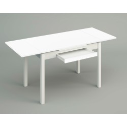 Mesa de madera de cocina blanca. Extensible - Muebles Duk