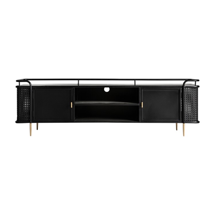 MUEBLE TV FUSSEN hierro y vidrio negro