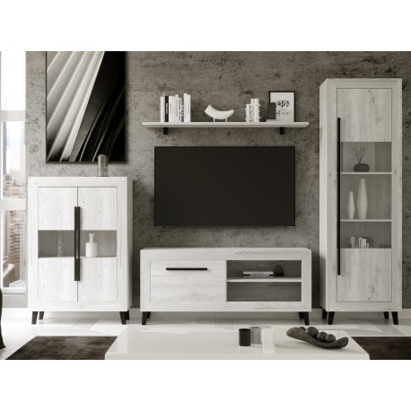 Aparador de madera con 5 puertas y 4 estantes, mueble auxiliar  multifuncional, estantería para salón, dormitorio (Ma